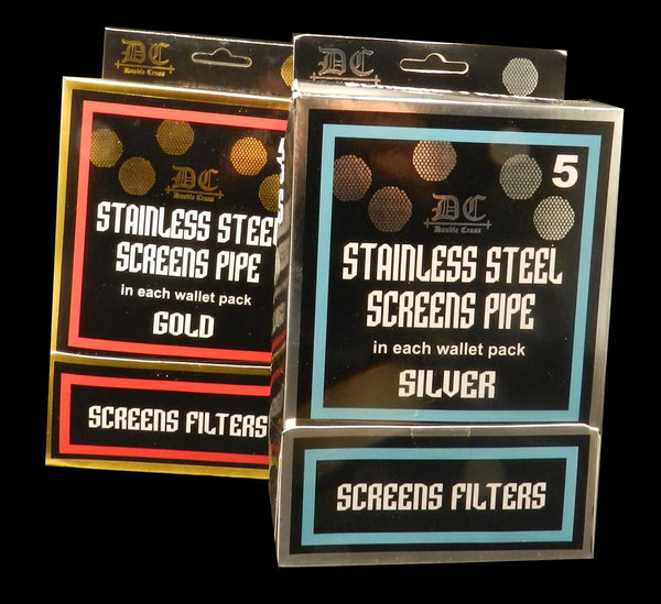STAINLESS STEEL SCREENS PIPE GOLD (5 screens in each wallet pack) - The Society 