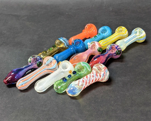 Heavy Glass art hand pipe 4"- Assorted - The Society 