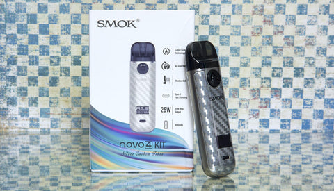 Smok Novo 4 Kit - Silver Carbon Fiber 25W - The Society 