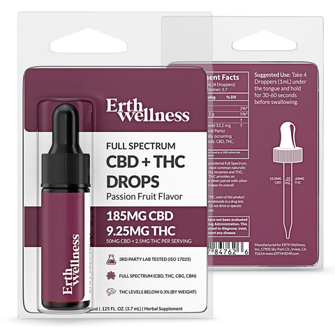 Full Spectrum CBD + THC Drops Oil Tincture By ERTH Wellness 185MG 3.7ML - The Society 